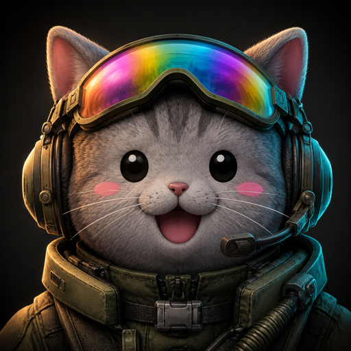 Nyan Cat in a pop-tart body wearing a tiny headset