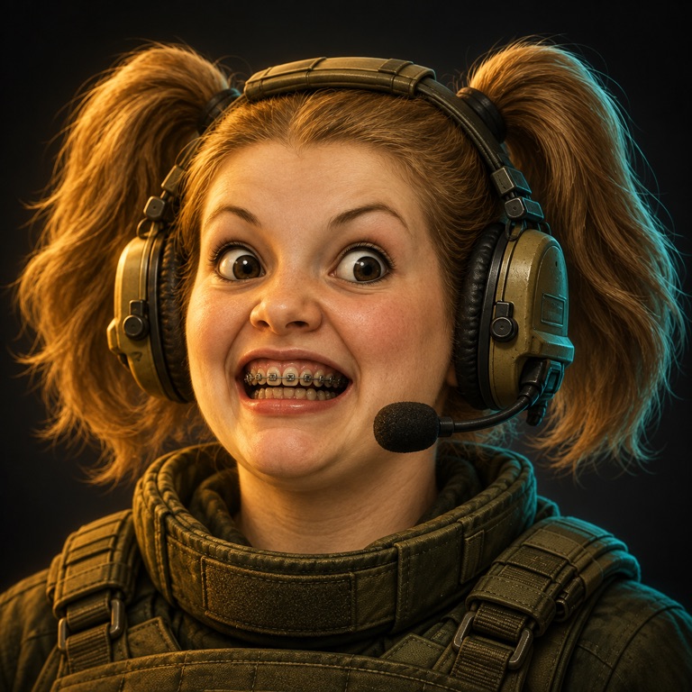 Ermahgerd Girl looking excited in tactical gear